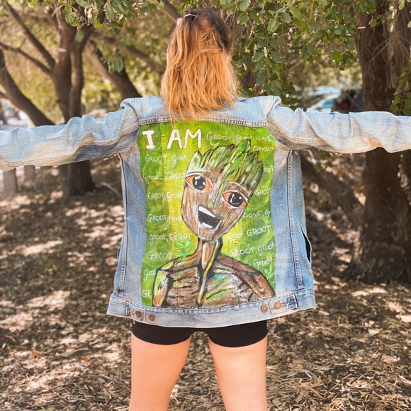 I AM GROOT - Hand Painted Custom Jacket - Picture 2 of 4